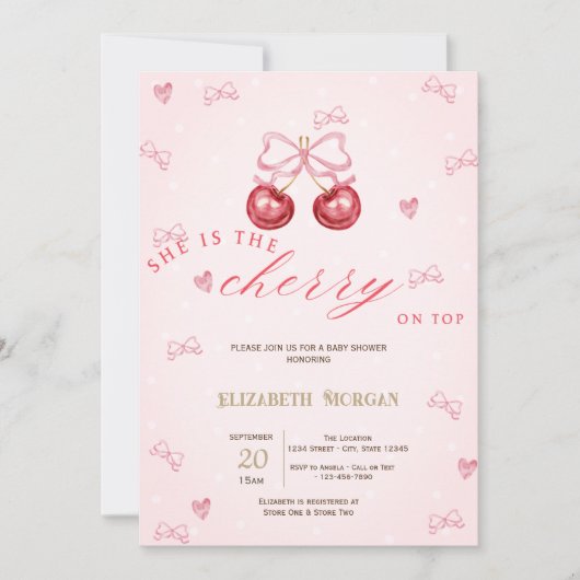 Invitation Cherry On Top Baby Shower (Devant)