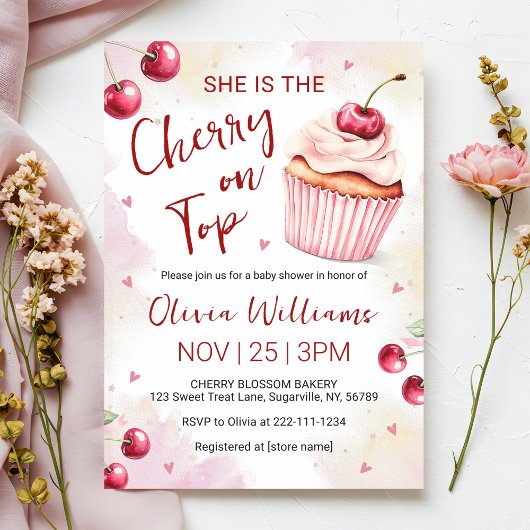 Invitation Cherry on Top Baby Shower