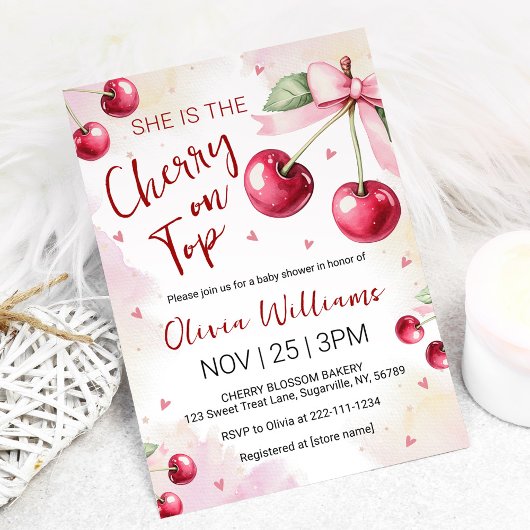 Invitation Cherry on Top Baby Shower