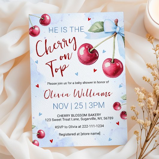 Invitation Cherry on Top Baby Shower