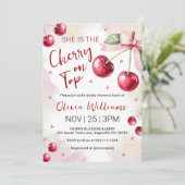 Invitation Cherry on Top Baby Shower (Debout devant)