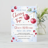 Invitation Cherry on Top Baby Shower (Debout devant)