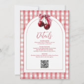 Invitation Cherry On Top Bow QR Code Girl Baby Shower (Dos)