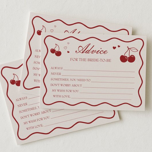 Invitation Cherry On Top Bridal Shower Advice Card