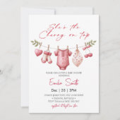 Invitation Cherry on Top clothesline  Baby Shower (Devant)