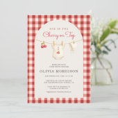 Invitation Cherry on Top Clothesline Photo Baby Shower (Debout devant)