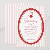 Invitation Cherry on Top Coquette Bow Pink Baby Shower  (Devant / Derrière)