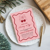 Invitation Cherry on Top doodle Bow Fille Baby Shower