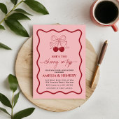 Invitation Cherry on Top doodle Bow Fille Baby Shower
