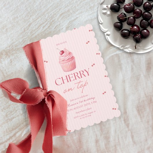 Invitation Cherry on top girl 1st birthday