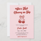 Invitation Cherry on Top hand drawn girl Baby Shower (Devant)