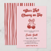 Invitation Cherry on Top hand drawn girl Baby Shower (Devant / Derrière)