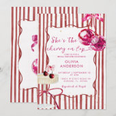 Invitation Cherry On Top Pink Disco Balls Bridal Shower (Devant / Derrière)