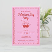 Invitation Cherry On Top Pink Galentine's Day (Debout devant)