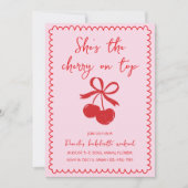 Invitation Cherry On Top Red Hand Drake Bachelorette Week-end (Devant)