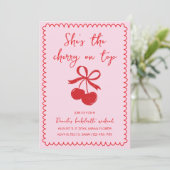 Invitation Cherry On Top Red Hand Drake Bachelorette Week-end (Debout devant)