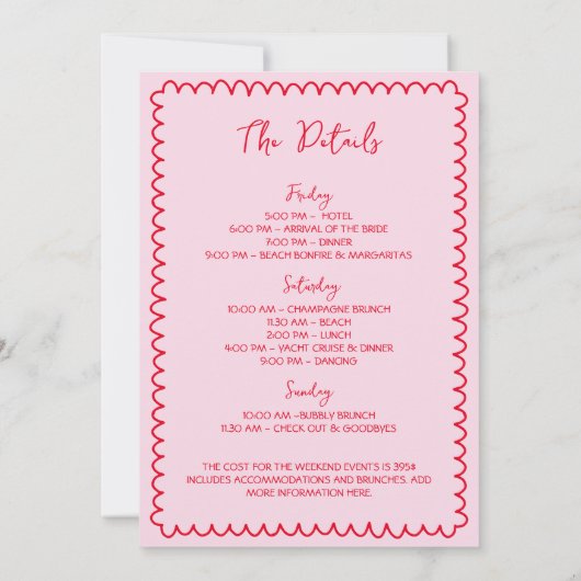 Invitation Cherry On Top Red Hand Drake Bachelorette Week-end (Dos)