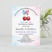 Invitation Cherry On Top Révélation de genre rose ou bleu (Debout devant)