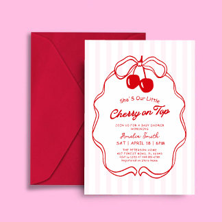 Invitation Cherry On Top Valentines girl Baby shower