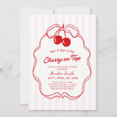 Invitation Cherry On Top Valentines girl Baby shower (Devant)