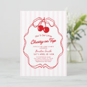 Invitation Cherry On Top Valentines girl Baby shower (Debout devant)