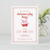 Invitation Cherry On Top White Galentine's Day (Debout devant)