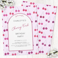 Cherry Pink Première fête d'anniversaire Invitatio