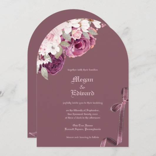 Invitation Cherry Plum Rose (Devant / Derrière)