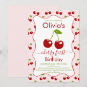 Invitation Cherry Premier anniversaire Cerises 1er anniversai (Devant / Derrière)