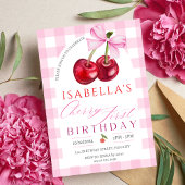 Invitation Cherry premier anniversaire fille 1er bow de fruit