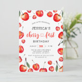 Invitation Cherry premier anniversaire Red Cherry 1er anniver (Debout devant)