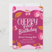 Invitation Cherry premier anniversaire" Whimsical 1er anniver (Devant)
