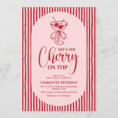 Invitation Cherry Red Stripes Bridal Shower (Devant)