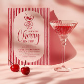 Invitation Cherry Red Stripes Bridal Shower
