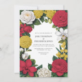 Invitation Cherry Red, White & Gold Floral Wedding (Devant)