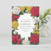 Invitation Cherry Red, White & Gold Floral Wedding (Debout devant)