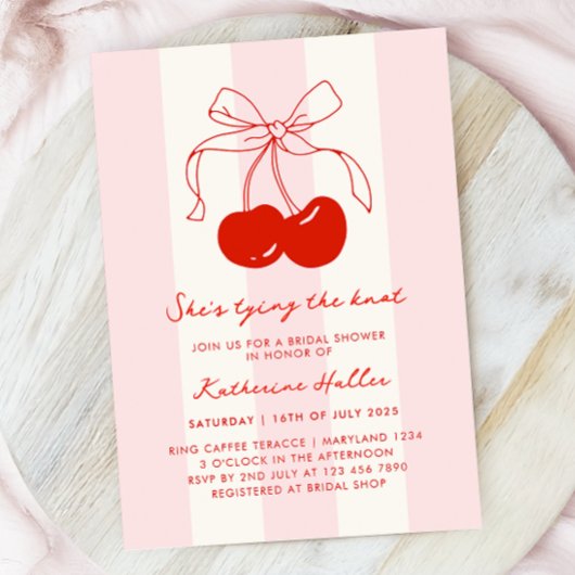 Invitation Cherry She's Tying the Knot Fête des mariées
