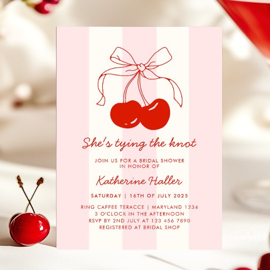 Invitation Cherry She's Tying the Knot Fête des mariées