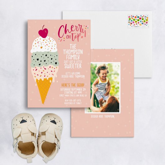 Invitation Cherry sur le dessus Baby shower de crème glacée I