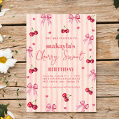 Invitation Cherry Sweet Anniversaire fête rose Bow Girl