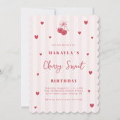 Invitation Cherry Sweet Coquette Girl Birthday (Devant)