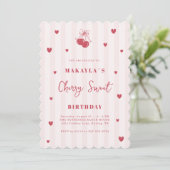 Invitation Cherry Sweet Coquette Girl Birthday (Debout devant)