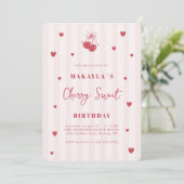 Invitation Cherry Sweet Coquette Girl Birthday (Debout devant)