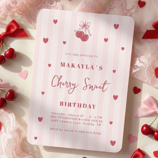 Invitation Cherry Sweet Coquette Girl Birthday