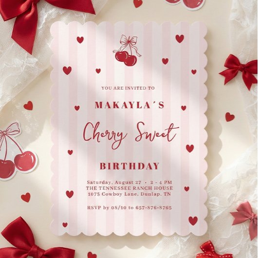 Invitation Cherry Sweet Coquette Girl Birthday