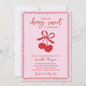 Invitation Cherry Sweet Elegant Main Drawn Baby Girl Douche (Devant)