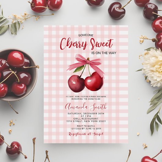 Invitation Cherry Sweet est sur le chemin Baby shower