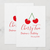 Invitation Cherry two 2nd birthday red cherry kids simple  (Devant / Derrière)