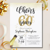Invitation CHERS D'Anniversaire À # ANNÉES Black Gold Script