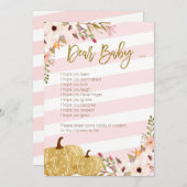 Invitation Chers jeux de bébé d'or de baby shower rose de (Devant / Derrière)